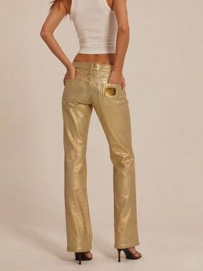 Statement piece Ralph Lauren 867 Metallic Gold Straight Leg Jeans